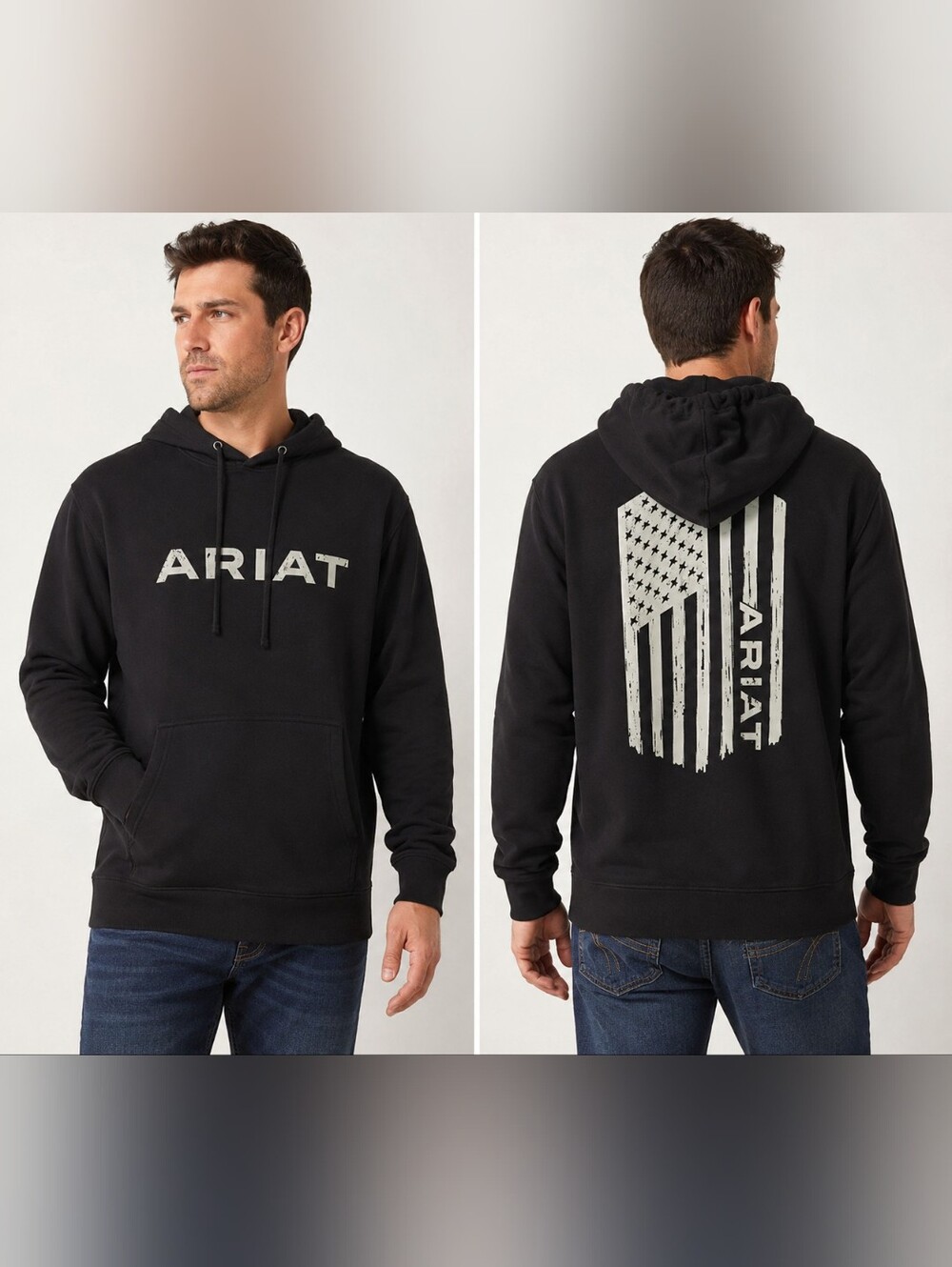 Ariat Men’s M Black American Flag Graphic Pullover Hoodie Western USA